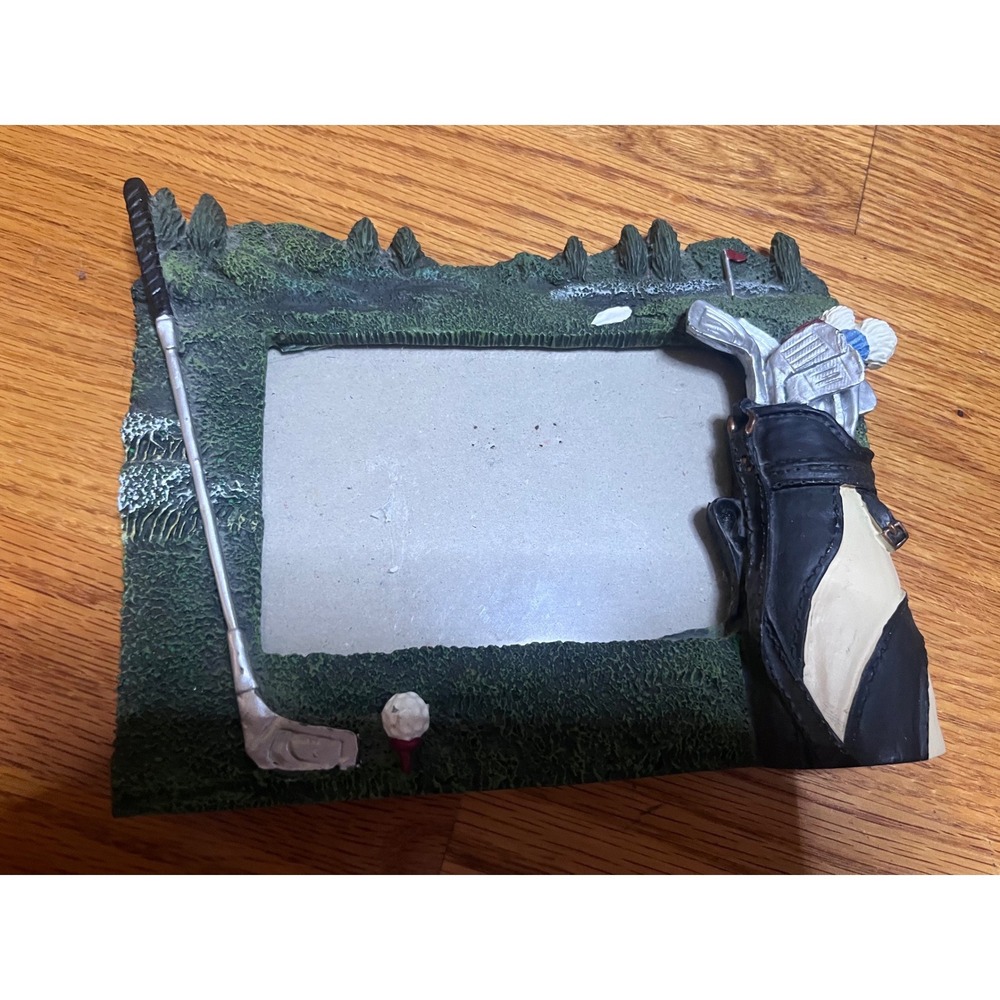 Vtg Golf Themed 3D Resin Picture Frame Golf Bag Clubs Ball Tee Sports Decor New